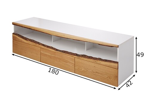 Tv-alus WILD OAK tamm / mattvalge, 180x42xH49 cm