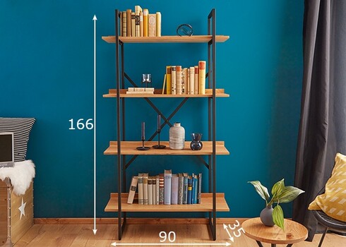 Riiul FACTORY tamm, 90x35xH166 cm