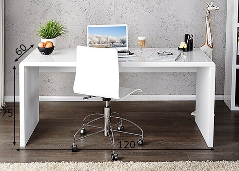 Kirjutuslaud FAST TRADE valge kõrgläige, 120x60xH75 cm
