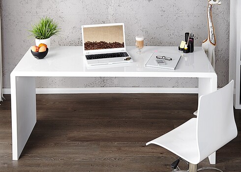 Kirjutuslaud FAST TRADE valge kõrgläige, 140x60xH75 cm