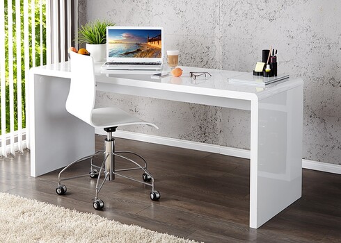 Kirjutuslaud FAST TRADE valge kõrgläige, 140x60xH75 cm