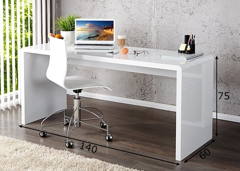 Kirjutuslaud FAST TRADE valge kõrgläige, 140x60xH75 cm