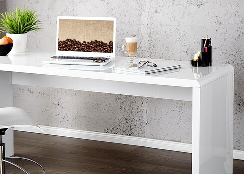 Kirjutuslaud FAST TRADE valge kõrgläige, 140x60xH75 cm