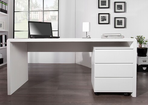 Kirjutuslaud FAST TRADE valge kõrgläige, 160x60xH75 cm