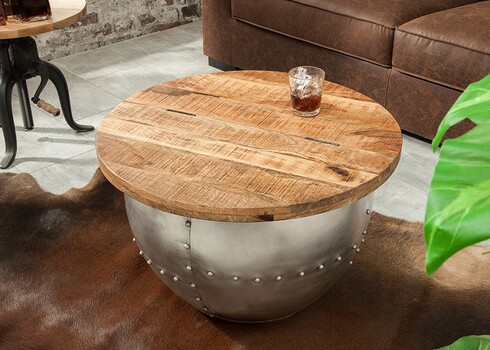 Diivanilaud DRUMP hall / mango, 68x68xH44 cm