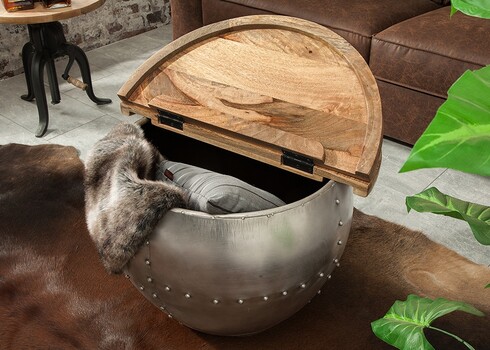 Diivanilaud DRUMP hall / mango, 68x68xH44 cm