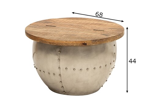 Diivanilaud DRUMP hall / mango, 68x68xH44 cm