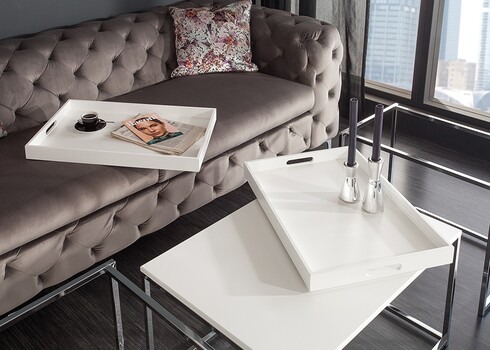 Diivanilaudade komplekt ELEMENTS valge / kroom