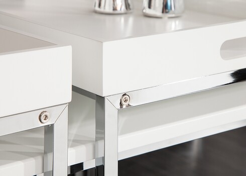 Diivanilaudade komplekt ELEMENTS valge / kroom