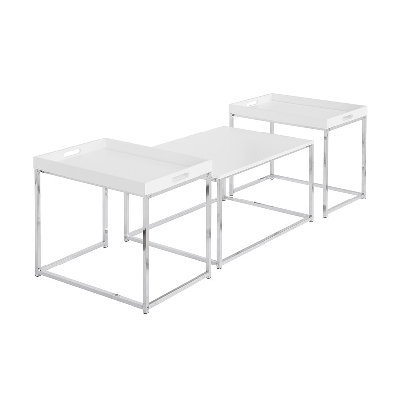 Diivanilaudade komplekt ELEMENTS valge / kroom