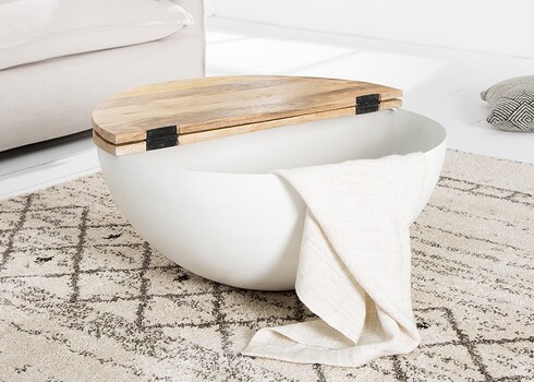 Diivanilaud INDUSTRIAL STORAGE valge / mango, D70xH33 cm