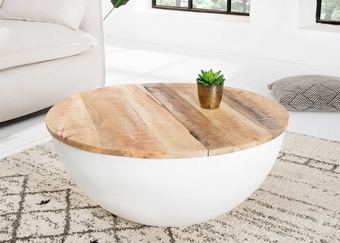 Diivanilaud INDUSTRIAL STORAGE valge / mango, D70xH33 cm