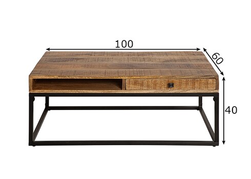 Diivanilaud IRON CRAFT mango, 100x60xH40 cm