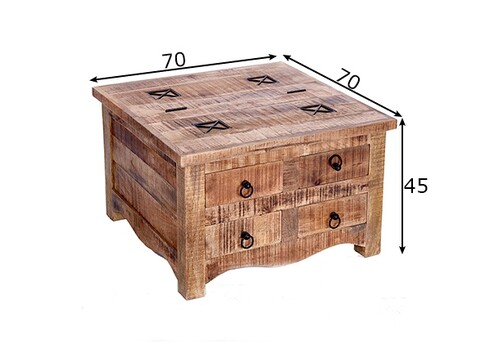 Diivanilaud IRON CRAFT mango, 70x70xH45 cm