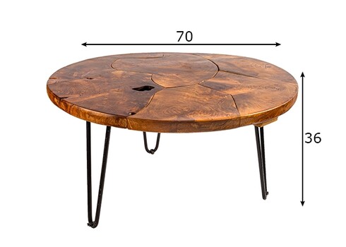 Diivanilaud MOSAIC tiigipuu, 70x70xH36 cm