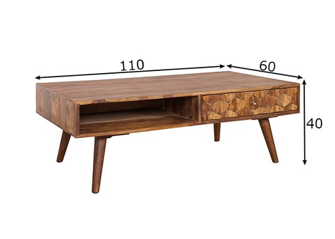 Diivanilaud MYSTIC LIVING sheesham, 110x60xH40 cm