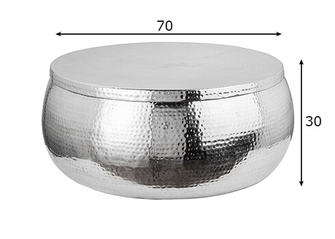 Diivanilaud ORIENT hõbe, 70x70xH30 cm