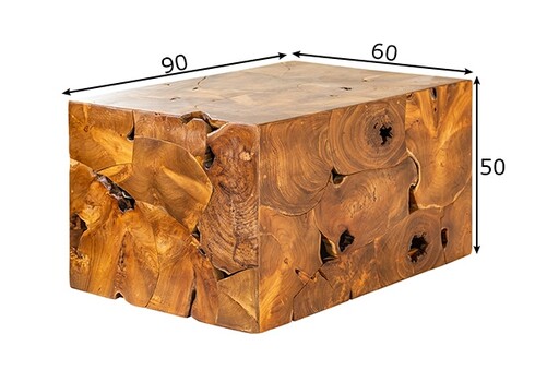 Diivanilaud SQUARE tiigipuu, 90x60xH50 cm