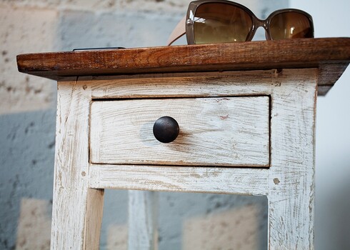 Abilaud LA FLEUR valge / mahagon, 25x30xH75 cm