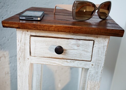 Abilaud LA FLEUR valge / mahagon, 25x30xH75 cm