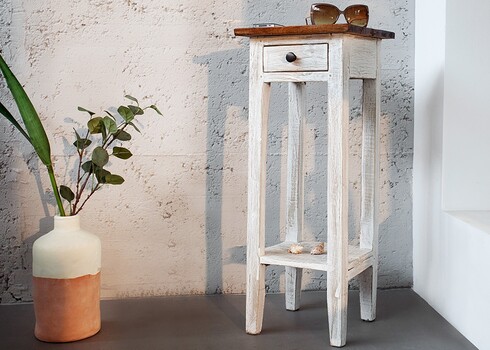 Abilaud LA FLEUR valge / mahagon, 25x30xH75 cm