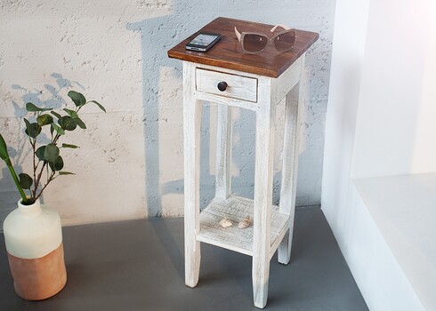 Abilaud LA FLEUR valge / mahagon, 25x30xH75 cm