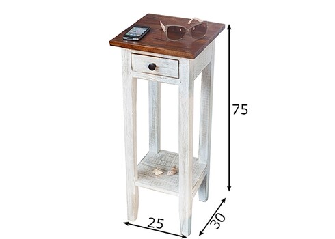 Abilaud LA FLEUR valge / mahagon, 25x30xH75 cm