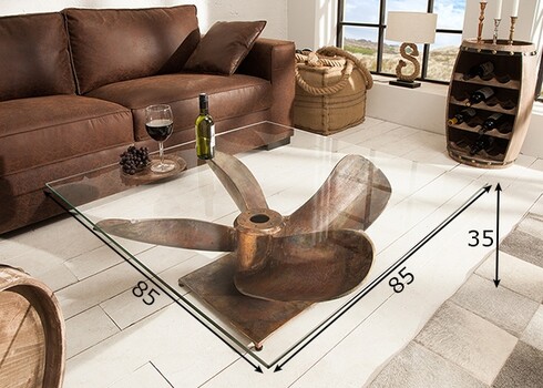 Diivanilaud OCEAN antiikne vask, 85x85xH35 cm