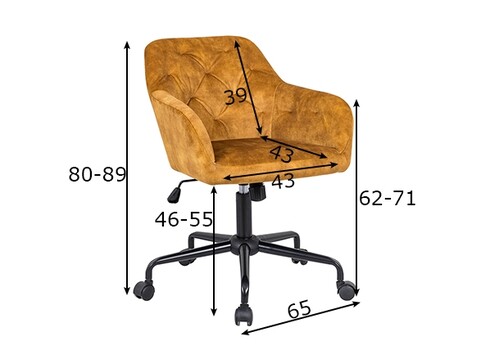 Kontoritool DUTCH COMFORT sinepikollane, 60x65xH80-89 cm