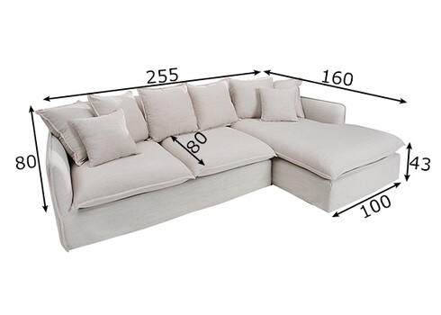 Nurgadiivan HEAVEN valge, 255x160xH80 cm