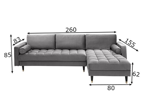 Nurgadiivan VELVET II hall, 260x83xH85 cm