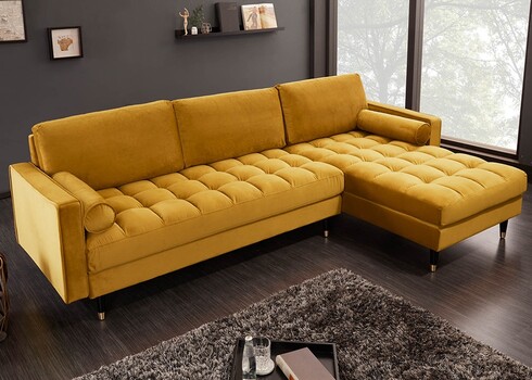 Nurgadiivan VELVET II sinepikollane, 260x83xH85 cm