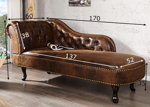 Lamamisdiivan CHESTERFIELD antiikpruun, 170x60xH80 cm