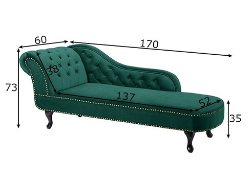 Lamamisdiivan CHESTERFIELD roheline, 170x60xH80 cm