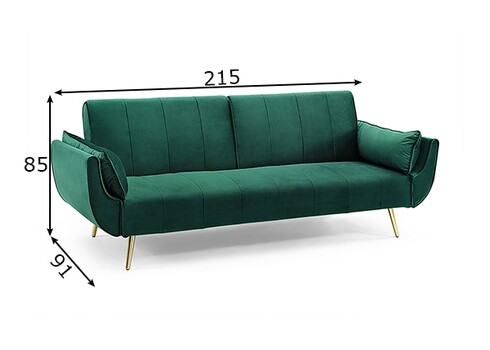 Diivanvoodi DIVANI II smaragdroheline, 215x91xH85 cm