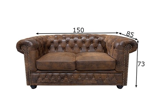 Diivan CHESTERFIELD antiikpruun, 150x85xH73 cm