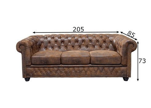 Diivan CHESTERFIELD antiikpruun, 205x85xH73 cm