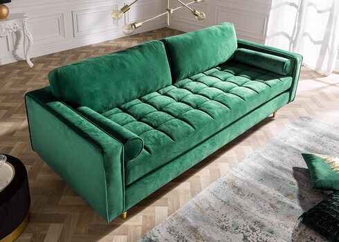 Diivan VELVET smaragdroheline, 225x95xH90 cm