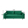 Diivan VELVET smaragdroheline, 225x95xH90 cm