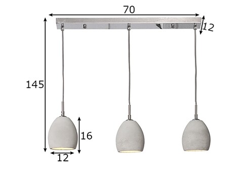 Rippvalgusti CEMENT betoonhall, 70x12xH145 cm