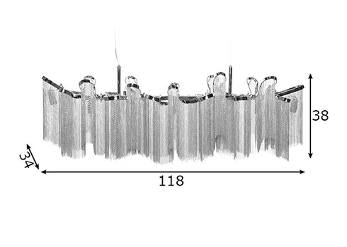 Rippvalgusti ELEGANCE hõbe, 118x34xH38 cm