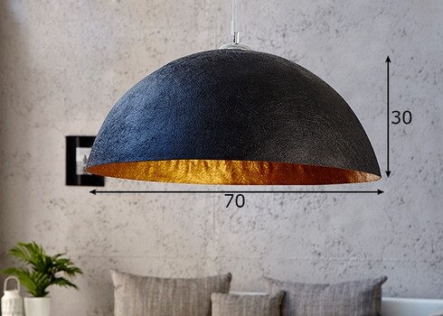 Rippvalgusti GLOW must / kuld, 70x70xH30 cm