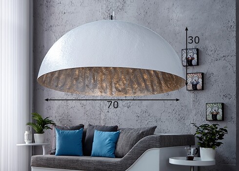 Rippvalgusti GLOW valge / hõbe, 70x70xH30 cm