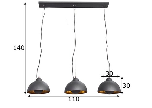 Rippvalgusti STUDIO must / kuldne, 110x30xH140 cm