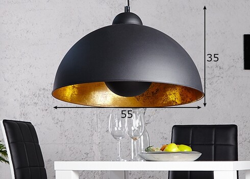 Rippvalgusti STUDIO must / kuldne, 55x55xH35 cm