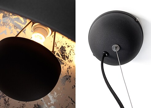 Rippvalgusti STUDIO must / hõbe, 55x55xH35 cm