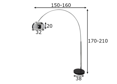 Põrandavalgusti BIG BOW hõbe, 150-160xH170-210 cm