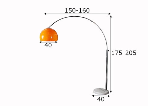 Põrandavalgusti BIG BOW oranž / hõbe, 150-160xH175-205 cm