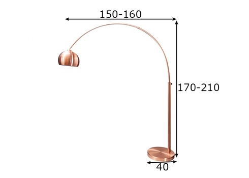 Põrandavalgusti BIG BOW vask, 150-160xH170-210 cm