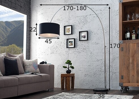 Põrandavalgusti BIG BOW must, 170-180xH170-200 cm